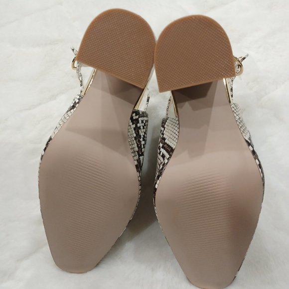 Aalia Natural Snakeskin Block Heel Slingback Pump Size 8.5 - Picture 12 of 13